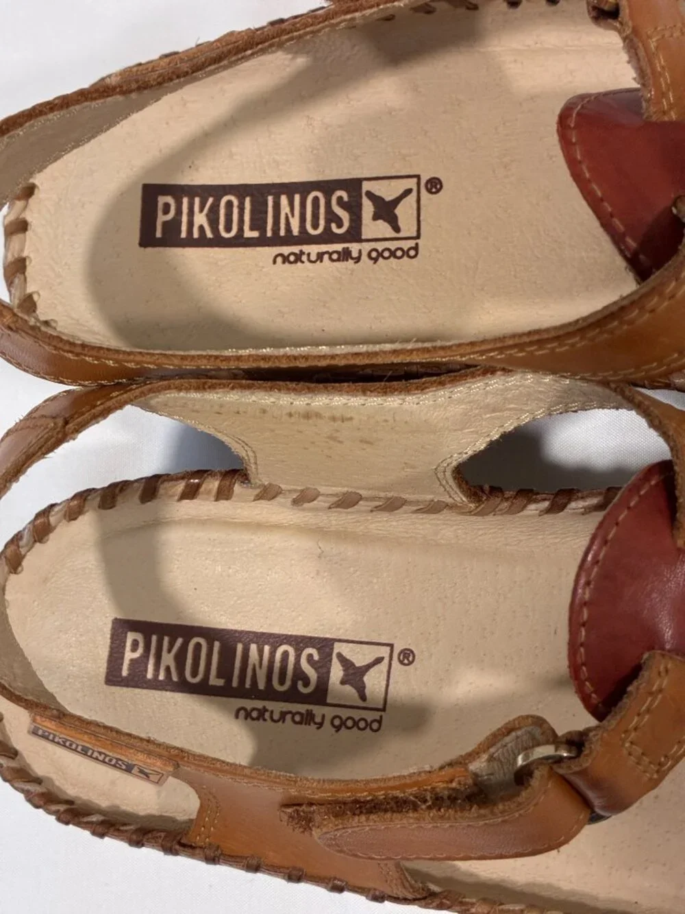 Pikolinos Puerto Vallarta Leather T-Strap Brown Tan Huarache Sandals 7.5 - 8 EUC